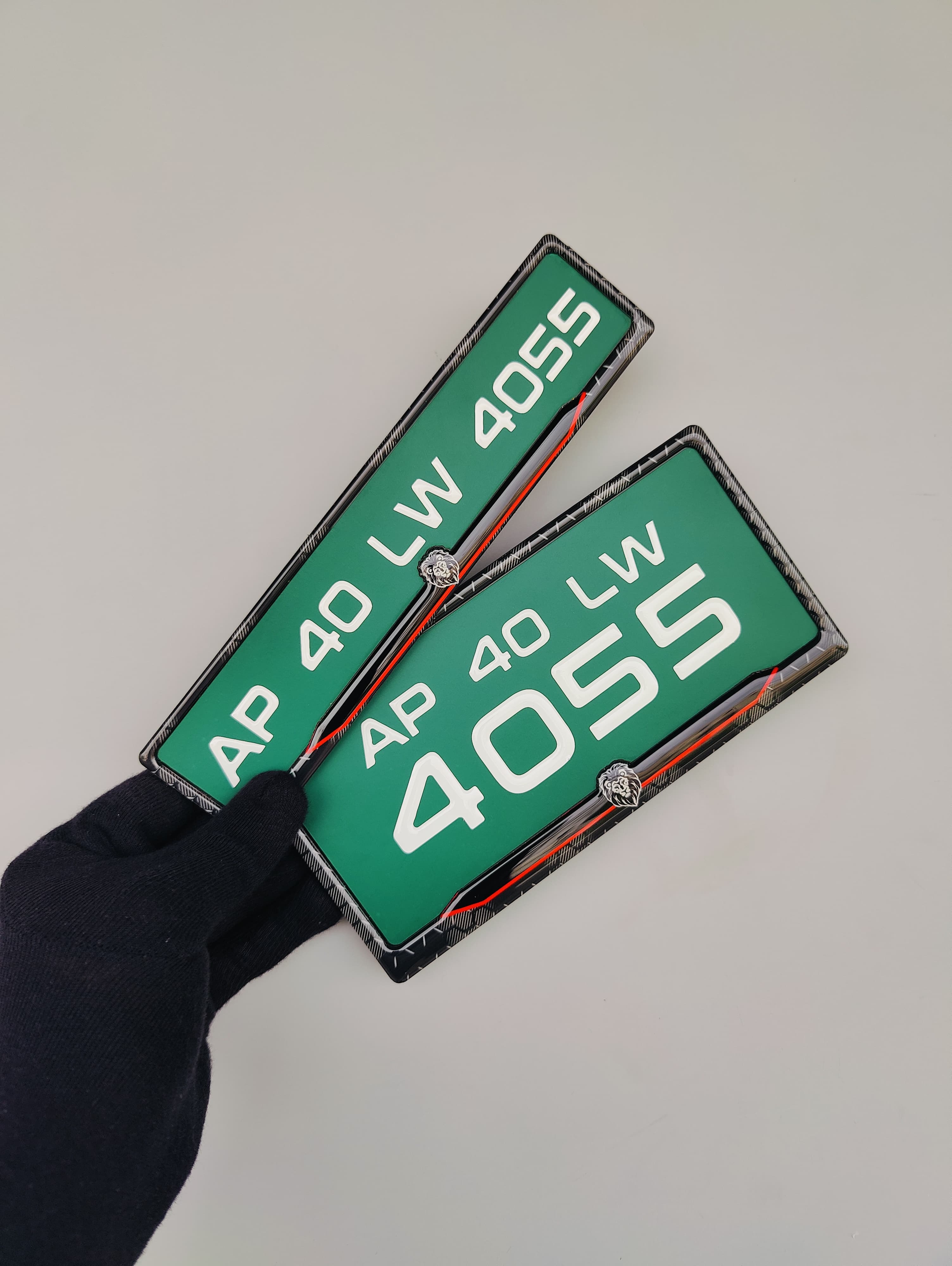 Green EV bike gel number plate with raised lettering