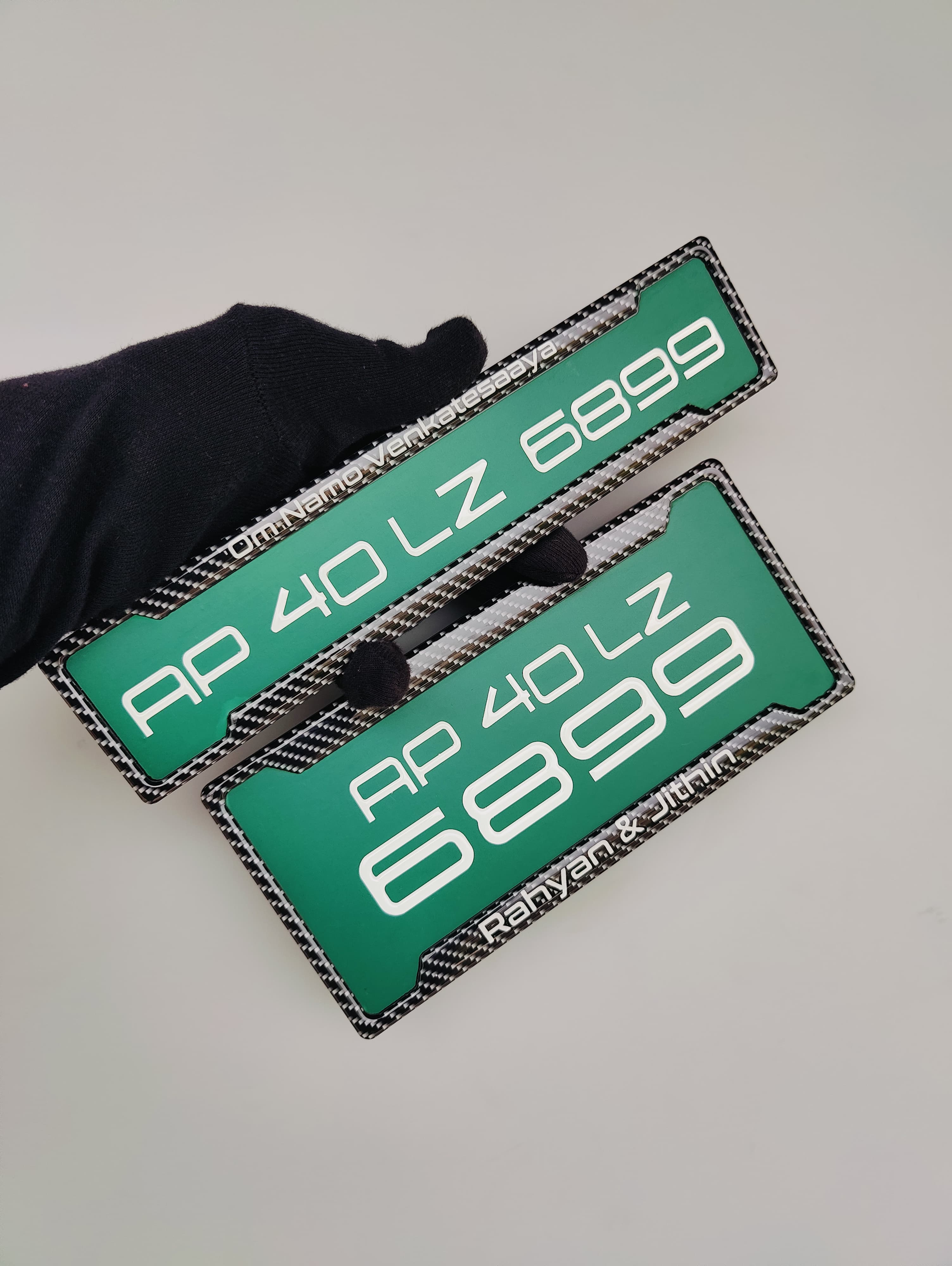 Green EV bike gel number plate with raised lettering