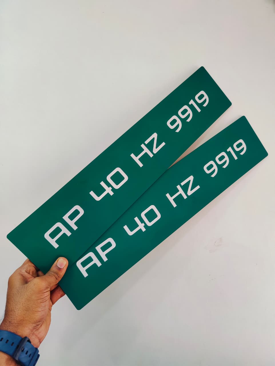 Emerald Series green EV number plate for electric car