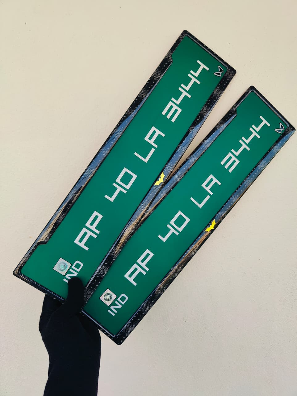 Carbon Storm Series green EV car number plate