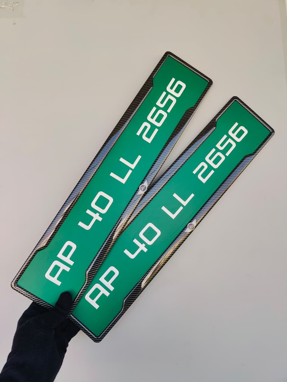 Carbon Blaze Series EV green car number plate