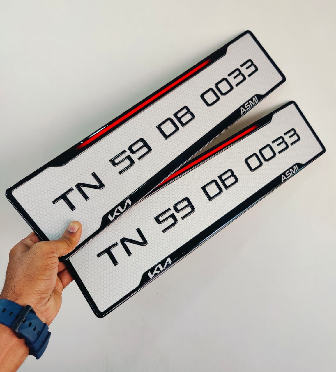 Custom luxury car registration plate with 3D gel font in India