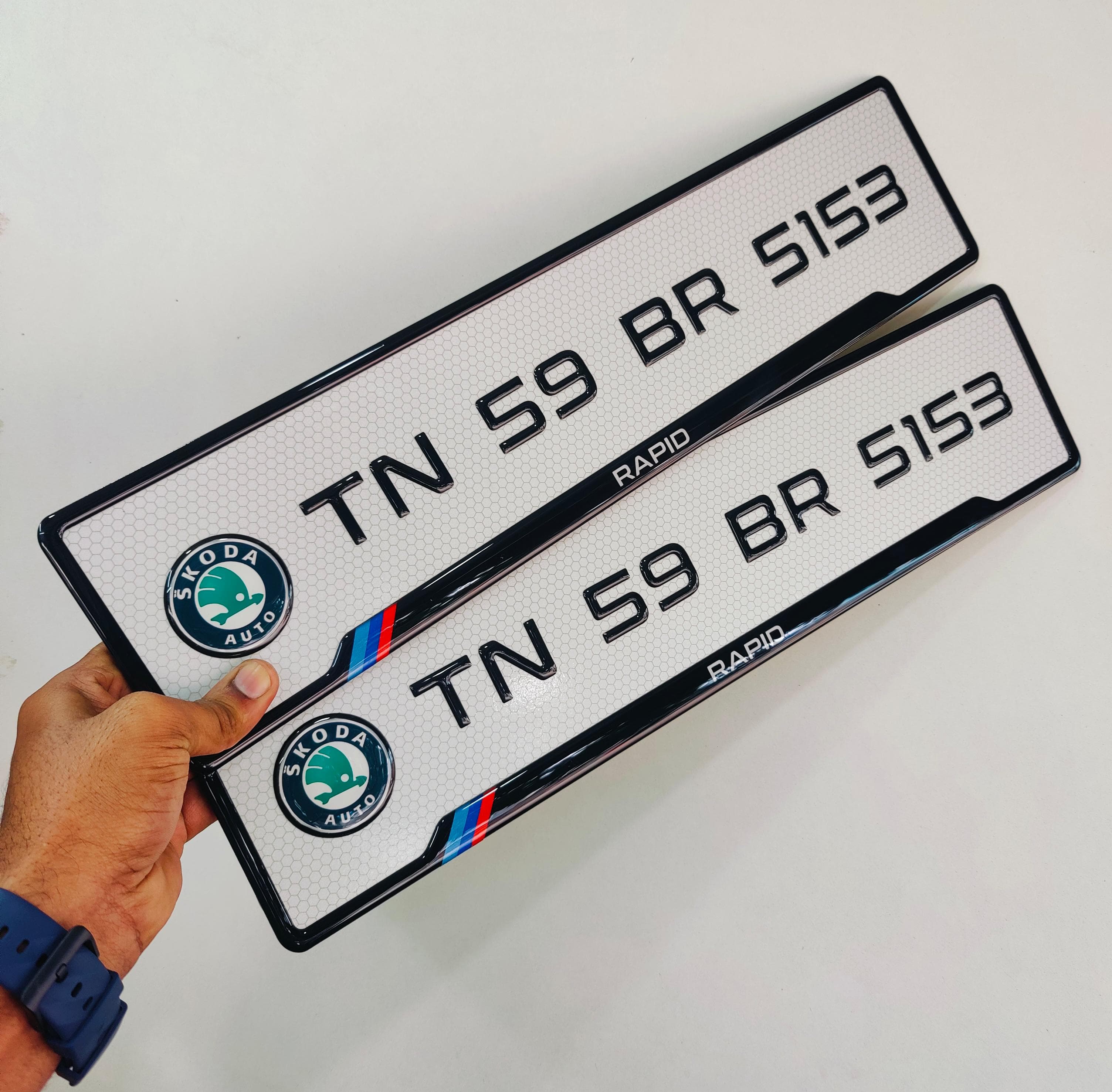 Road legal car gel number plate with high gloss embossed finish